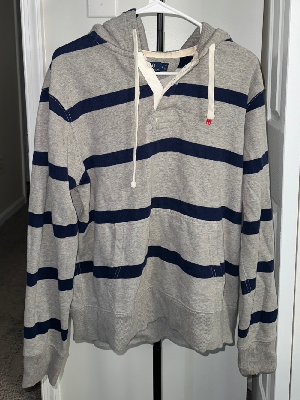 Polo Ralph Lauren Striped Hooded Rugby Sweatshirt - Men’s L